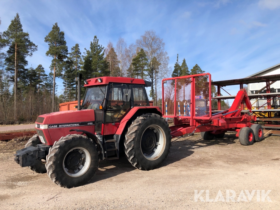 Traktor Case 5120 med lastväxlarvagn och container
