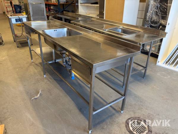 Rostfribänk med sink