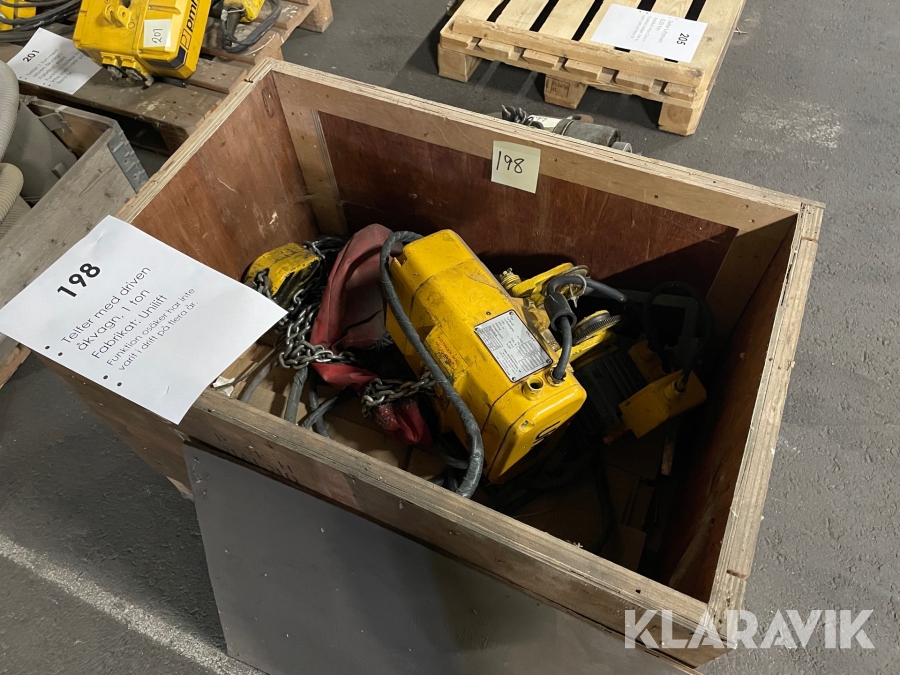 Telfer med driven åkvagn Unilift 1ton