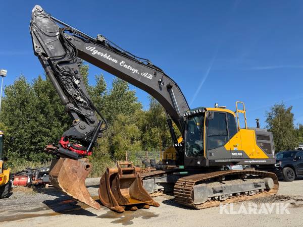 Grävmaskin Volvo EC250EL med grävsystem, rotator med grip & 3 skopor