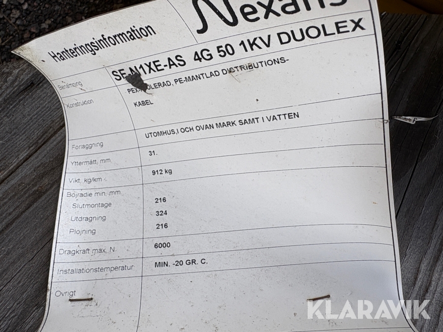 Elkablar Nexans SE.N1XE-AS 4G 50 1KV Duolex