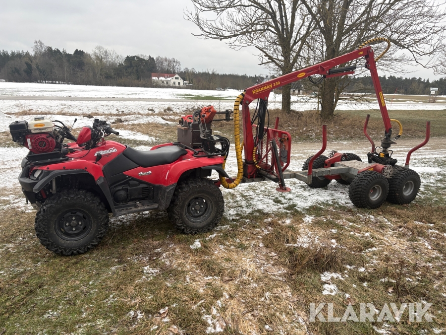 ATV Suzuki Kingquad 4x4 500 AXi med skogsvagn kranman T1700 & K330 kran