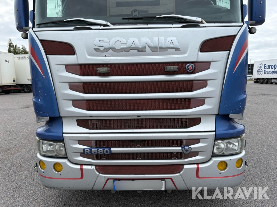 Lastbil Scania R580 med öppningsbar sida & bakgavellyft