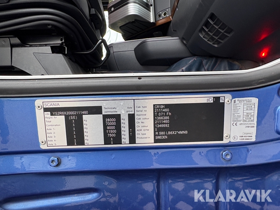 Lastbil Scania R580 med öppningsbar sida & bakgavellyft