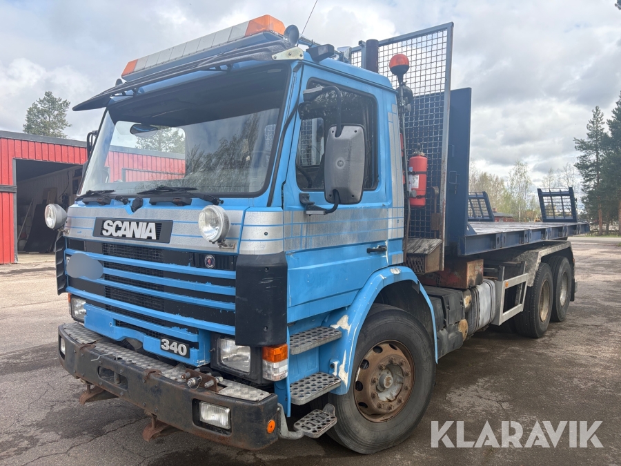 Lastväxlare Scania 340 P 113 HL 6x2 med maskinflak & Grusflak 
