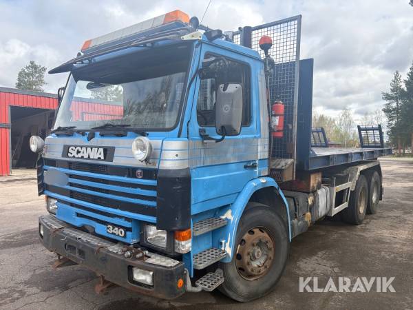 Lastväxlare Scania 340 P 113 HL 6x2 med maskinflak & Grusflak 