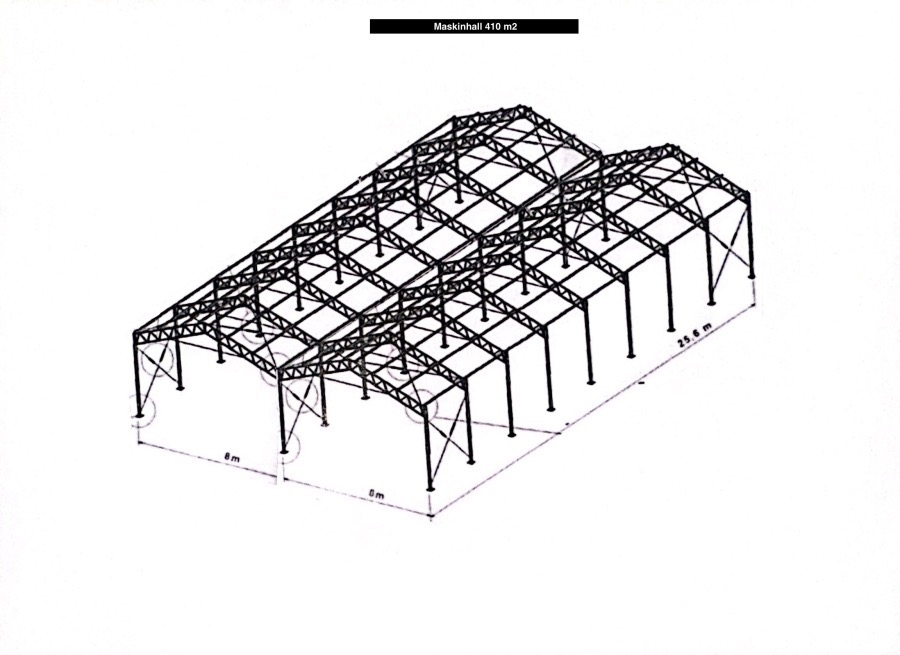 Stålstomme till Maskinhall 410 m2 M-Hall