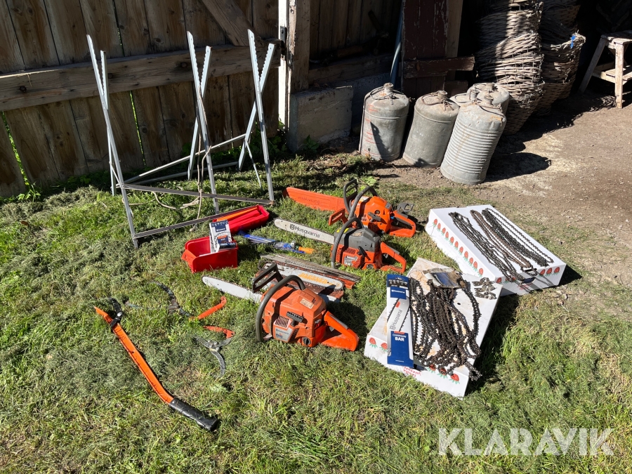 Motorsågar Husqvarna 3 st med tillbehör