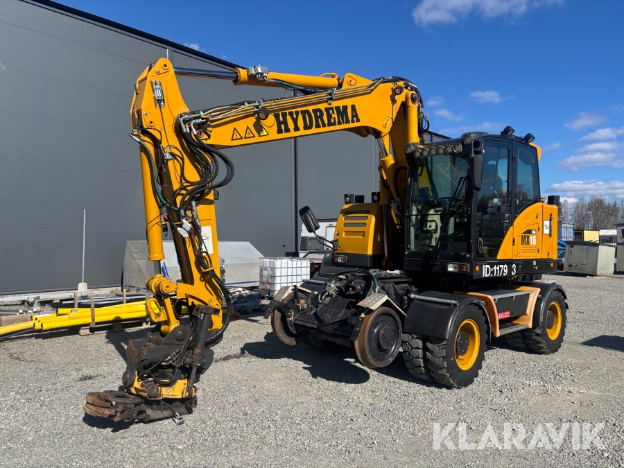 Hjulgrävare Hydrema MX16 rälsutrustad