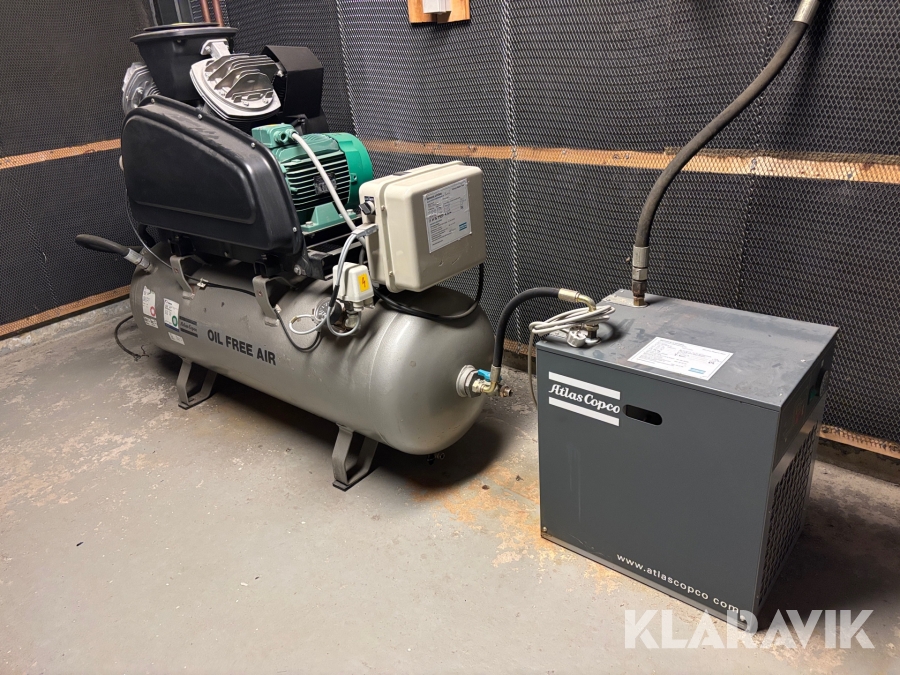 Kompressor Atlas Copco LE7N med kyltork FX1-9
