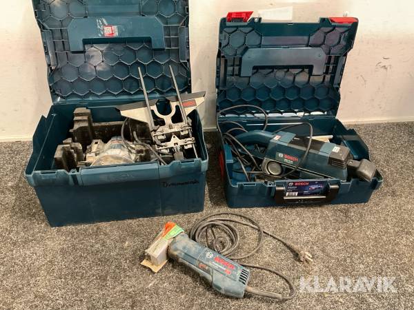 Handöverfräs, Bandslip och skumplastsåg Bosch GSF 300, GBS 75 AE,GOF 1250 CE