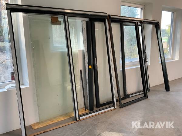 Glaspartier med skjutdörr 2st 218x200