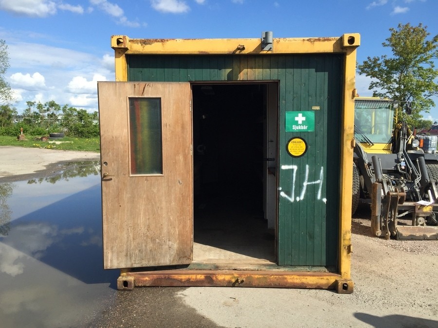 Verkstadscontainer m inredning + containerfäste