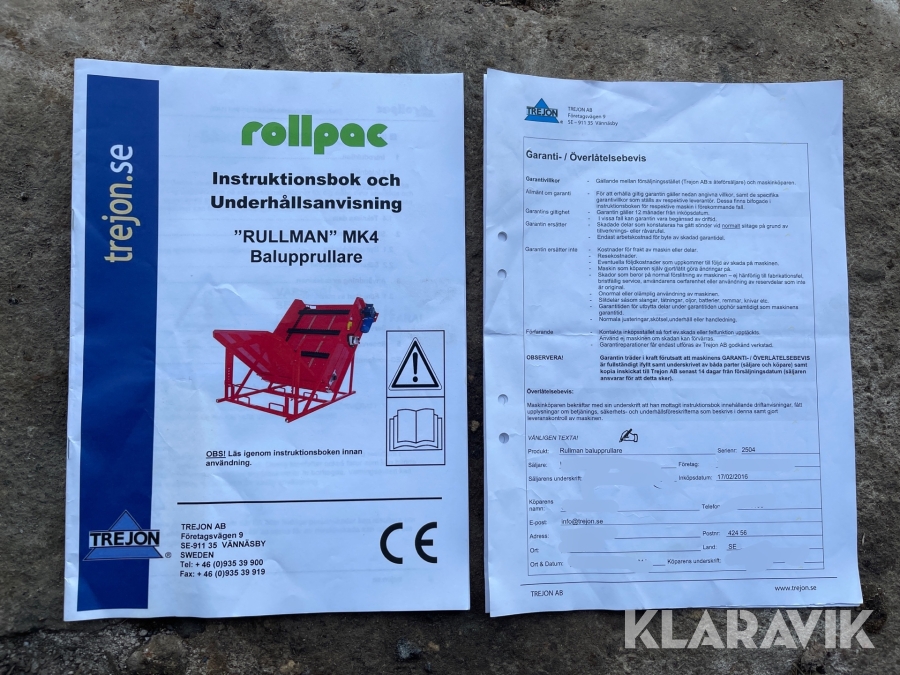 Rundbalsrivare Trejon Rullpac Rullman MK4, Göteborg, Klaravi