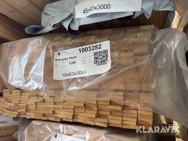 Virke B-kvalitet Horndals Virkesoulet 16x63 kvistfri 420st 1260Lpm