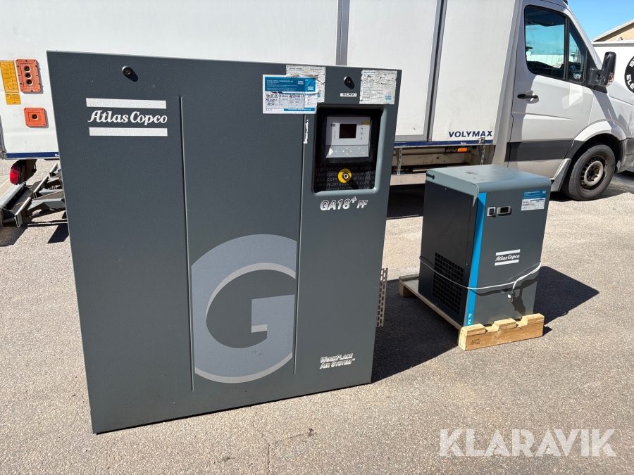 Industrikompressor Atlas Copco GA18P med tork