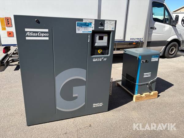 Industrikompressor Atlas Copco GA18P med tork