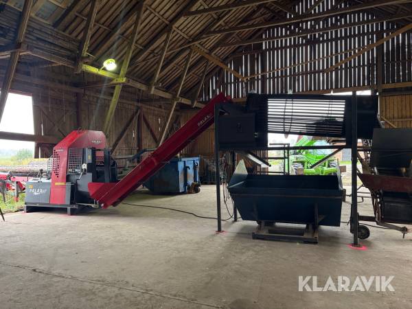 Komplett vedanläggning Palax 100 S med stockbord & tumlare