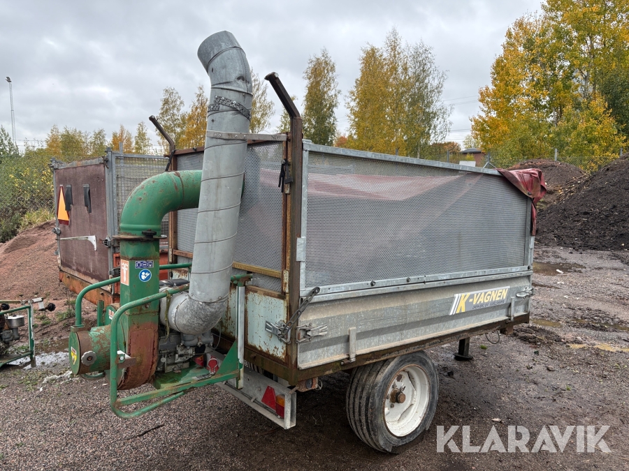 Släpkärra med lövsug K- Vagn med Billy goat 11.0 hp.  & tipp
