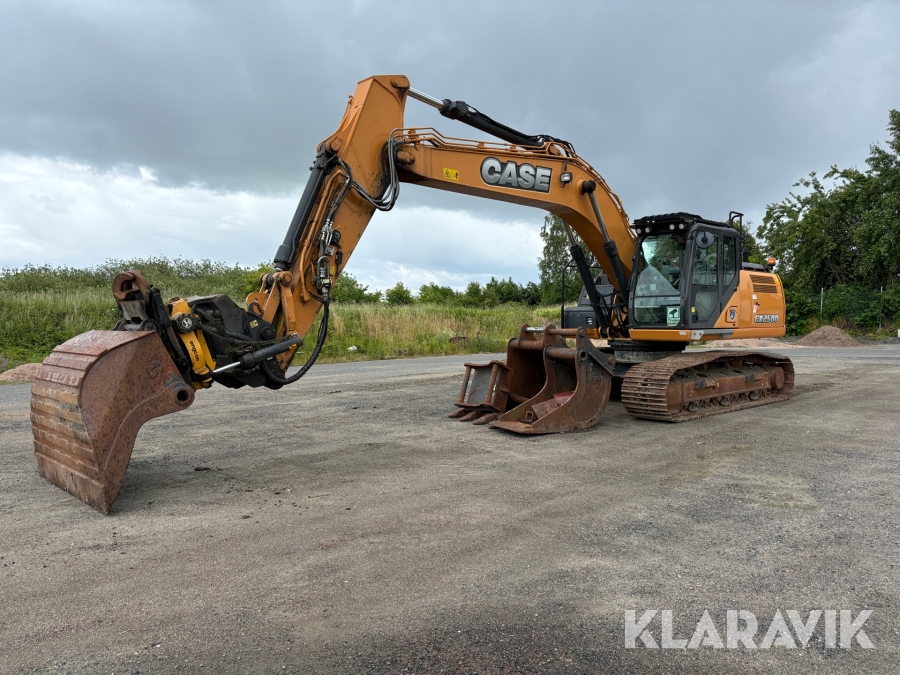 Grävmaskin Case CX250D GPS, tiltrotator & redskap