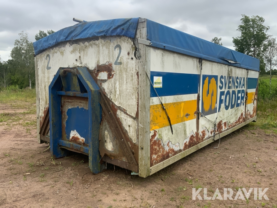 Spannmålscontainer på lastväxlarram Flodaverken LF 6000 30m3