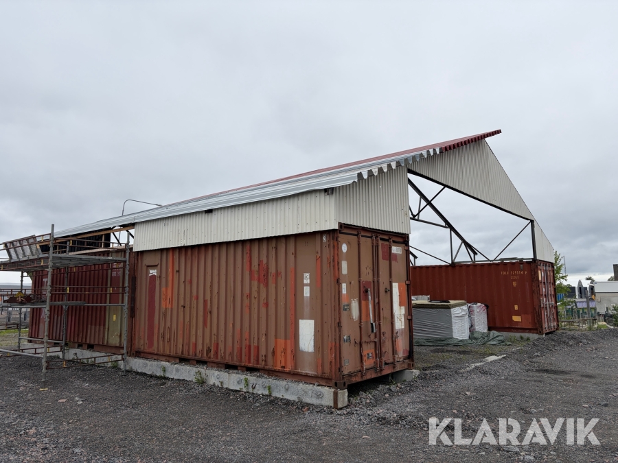 Carport med 4st 20 fots containrar
