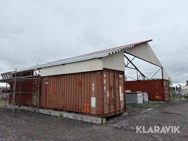 Carport med 4st 20 fots containrar