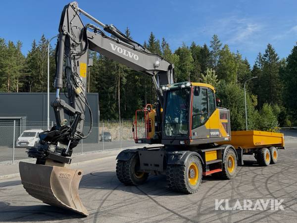 Grävmaskin Volvo EWR170E med Steelwrist X20 rotator & tippvagn