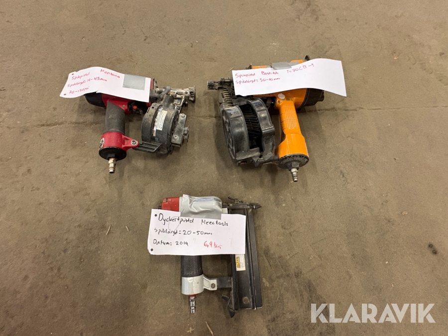 Parti med Spik/Dyckertpistoler Montana, Meectools, Bostitch