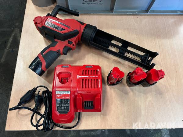 Fogspruta Milwaukee M12 PCG med laddare & 4 batterier