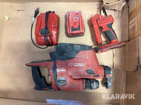 Slagborr med dammsugare Hilti TE-6A22 med ficklampa, batterier och laddare