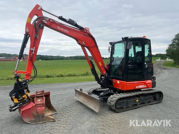 Grävmaskin Kubota KX060-5 med tiltrotator och 3 skopor