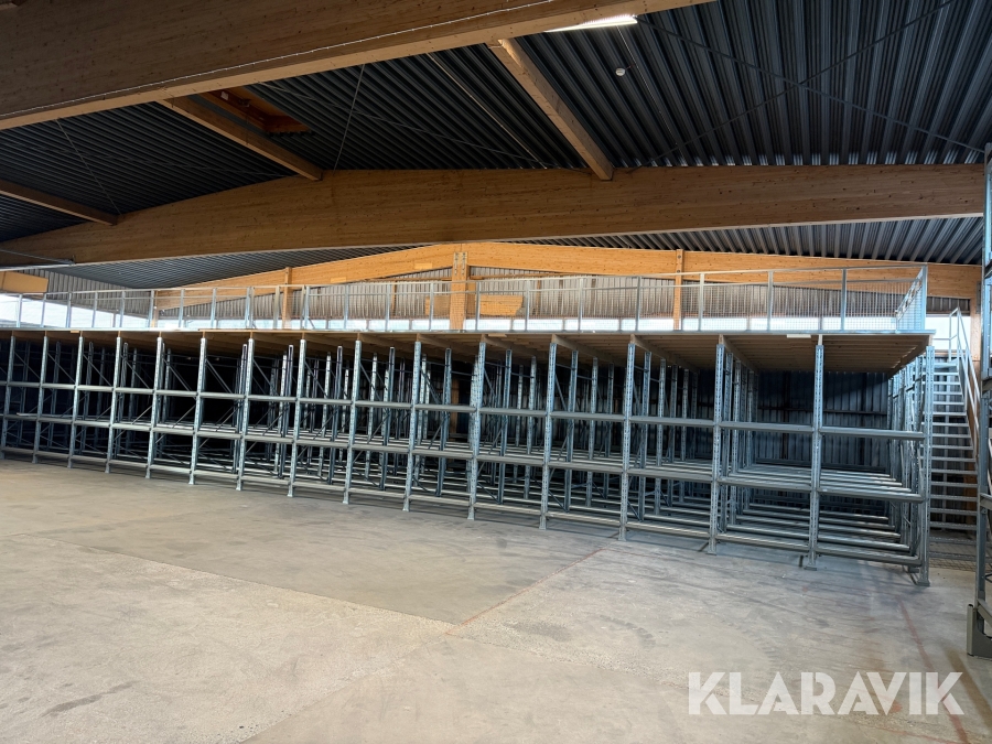 Pallställage BLS City med rullbana för långgods, entresol & trappa