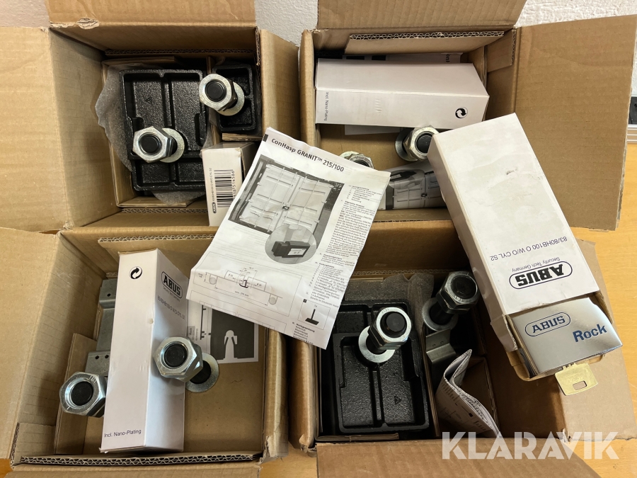 Containerlås Abus ConHasp Granit komplett med lås, 4st enheter