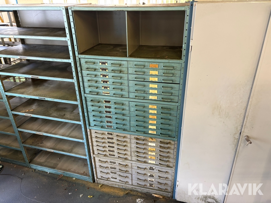 Plåtskåp med brotschar, gängtappar och gängsnitt