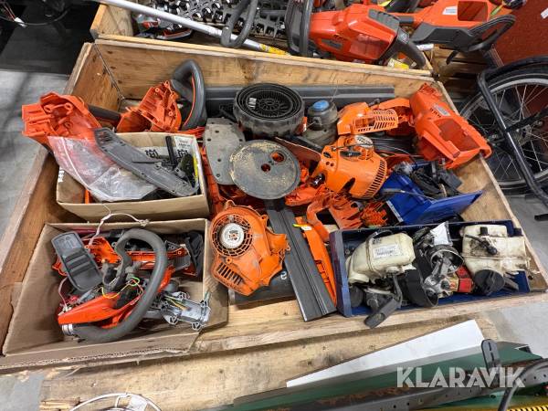 1st pall med diverse begagnade reservdelar Sthil & Husqvarna