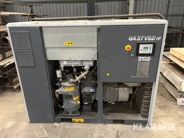 Kompressor Atlas Copco GA37VSD FF med lufttork & tank